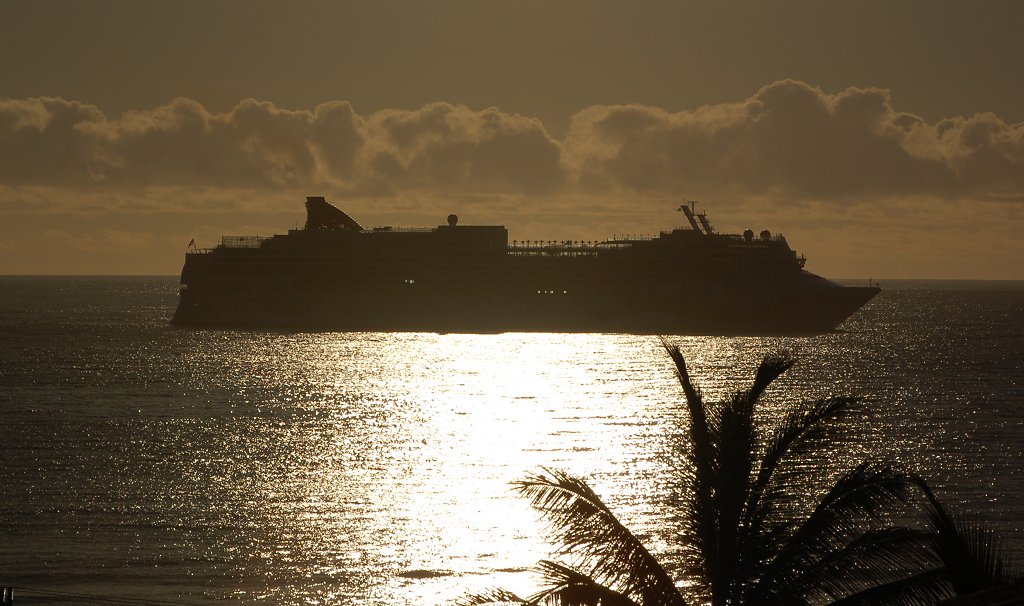 cruise ship at sunrise