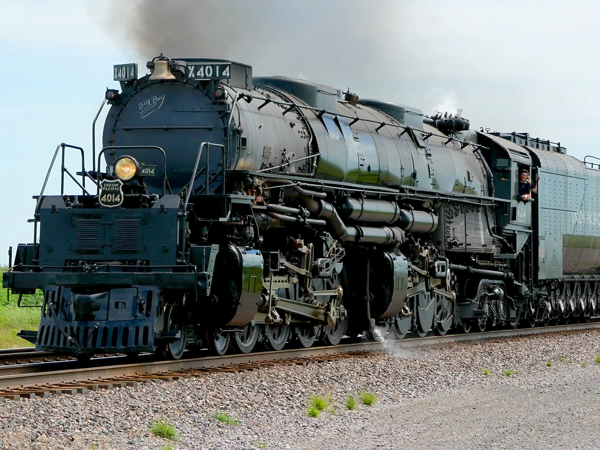 Union Pacific Big Boy Locomotive 4014 Passing Through Rural Crossing 