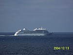 [North-bound cruise ship between San Diego and Cabo San Lucas (Silversea line)]