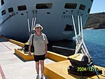 [Sandi posing with the <i>Legend</i> at Huatulco]