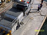 [Closeup of line handling in Gatun Lock]