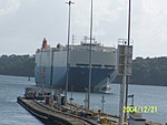 [Another ship approaching the Gatun Lock [car carrier?]]