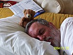 [Bob at rest with bear assistant]