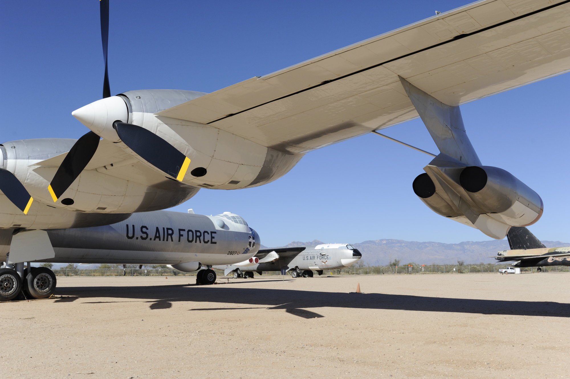 b36 bomber with b52's in the background, Pima Air and Space Museum, Tucson, Arizona