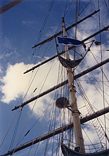 [Looking up at the beautiful masts of the Star Clipper]