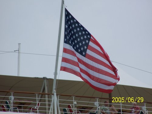 Stars and Stripes Flying from the Stern