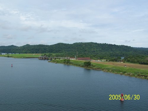 Top of Gatun Dam (large earthen dam)