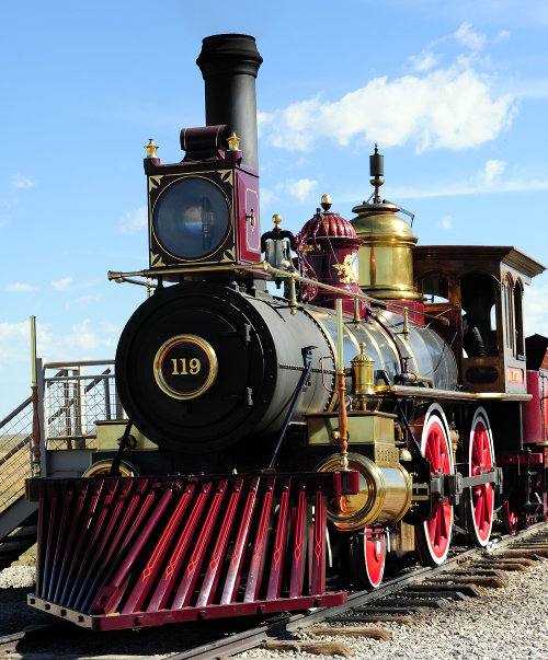 [Portrait of Union Pacific #119 Steam Locomotive [in her static display location]]